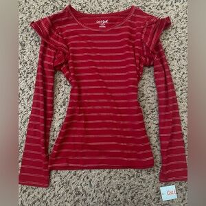 2010’s Cat & Jack Burgundy Striped Shimmer Long Sleeve Top